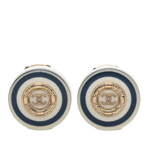 CHANEL White Logo Earrings